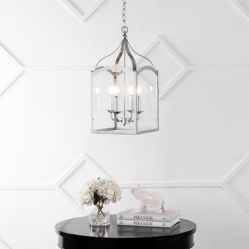 Ruth 11" Traditional Classic Lantern Metal/Glass LED Pendant - JONATHAN Y